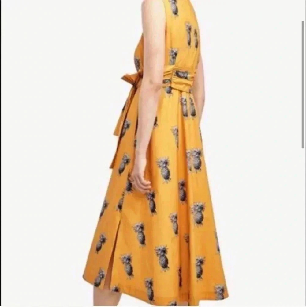 Ann Taylor Yellow Pineapple Print Fit and Flare Midi Dress - Picture 3 of 10
